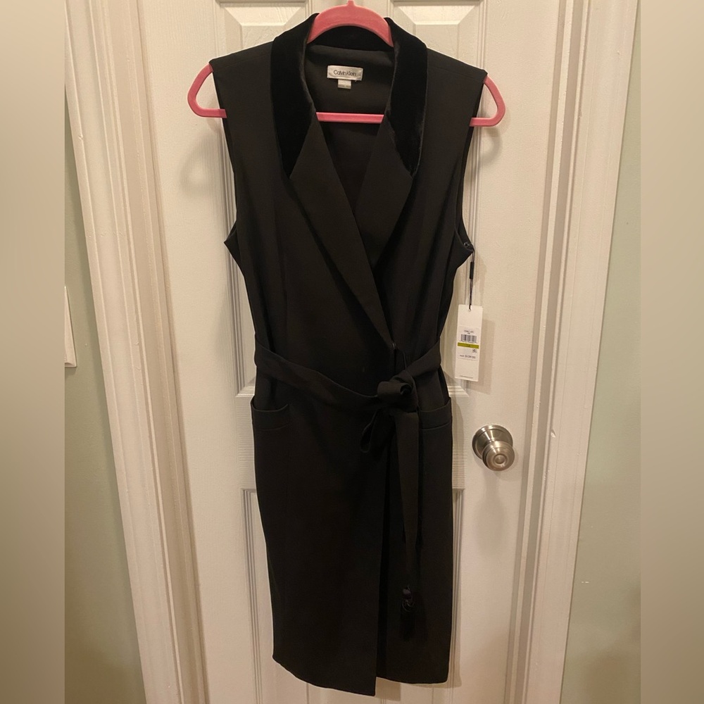 BNWT Black Calvin Klein Wrap Dress Size 14